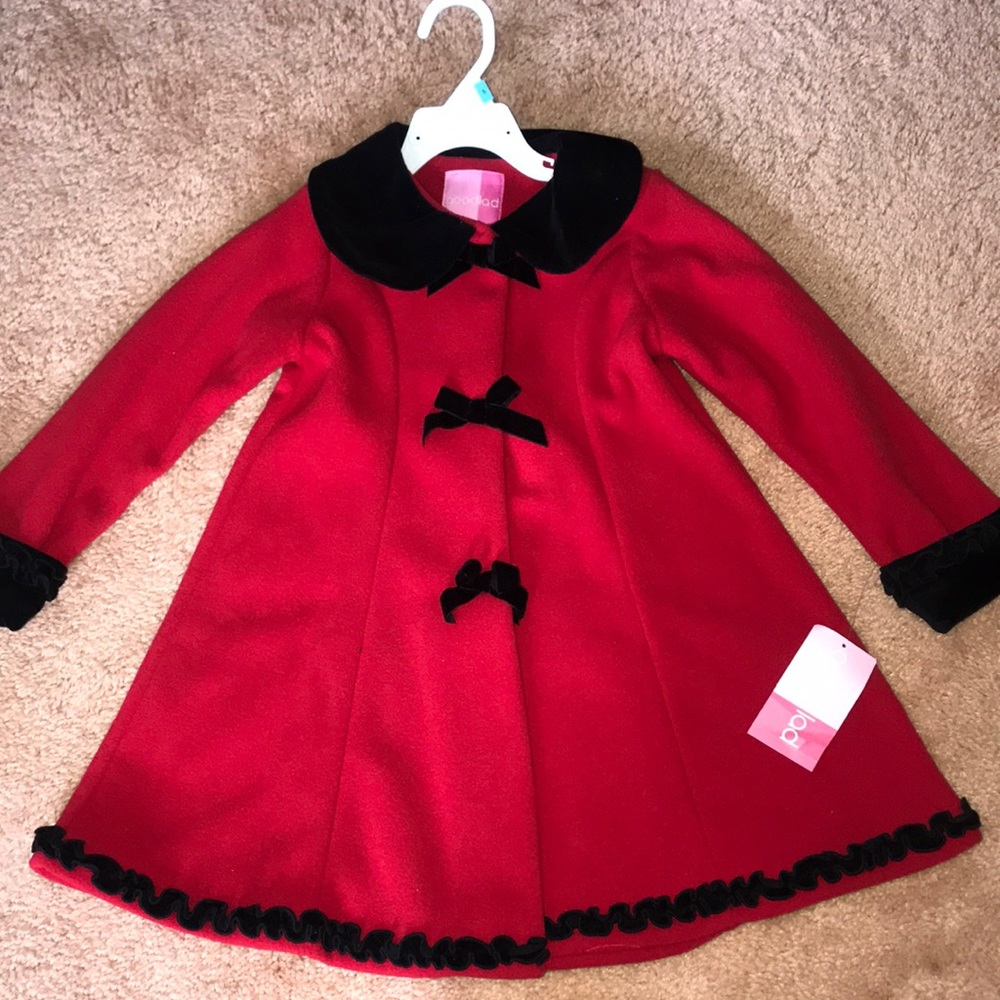 NWT Red black velvet coat